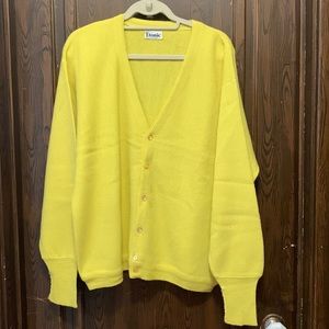 Vintage aerobic Neon Yellow Wool Cardigan